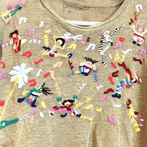 Banner Day 100% Linen Top in Olive Green Band Day - Picture 6 of 8